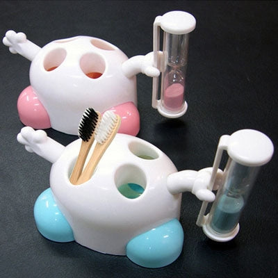 Giá đỡ bàn chải đánh răng hình đồng hồ cát hoạt hình dễ thương (giao màu ngẫu nhiên), giá đỡ bàn chải đánh răng hình đồng hồ cát
