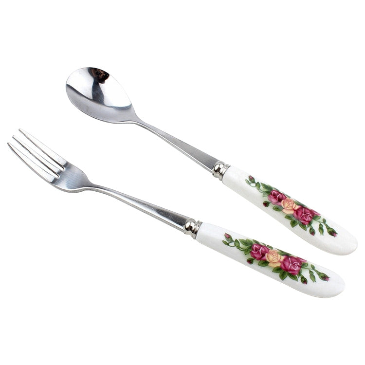 Bộ thìa dĩa cán gốm thép không gỉ