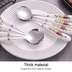 Bộ thìa dĩa cán gốm thép không gỉ