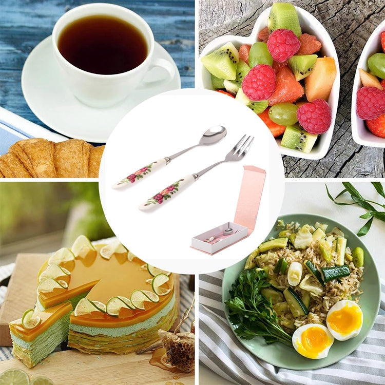 Bộ thìa dĩa cán gốm thép không gỉ