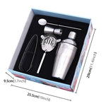 Bộ Shaker Thép Không Gỉ Cổ Điển 5 trong 1, Dung Tích: 550ml (Shaker + Jigger + Lọc + Kẹp Đá + Ống Khuấy), Bộ Shaker 5 trong 1