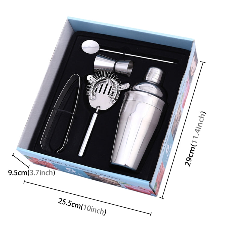 Bộ Shaker Thép Không Gỉ Cổ Điển 5 trong 1, Dung Tích: 550ml (Shaker + Jigger + Lọc + Kẹp Đá + Ống Khuấy), Bộ Shaker 5 trong 1