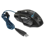 Chuột chơi game quang có dây 7 nút với bánh xe cuộn 5000 DPI LED cho máy tính PC Laptop, X7 7 nút (Đen)