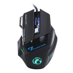 Chuột chơi game quang có dây 7 nút với bánh xe cuộn 5000 DPI LED cho máy tính PC Laptop, X7 7 nút (Đen)