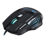 Chuột chơi game quang có dây 7 nút với bánh xe cuộn 5000 DPI LED cho máy tính PC Laptop, X7 7 nút (Đen)
