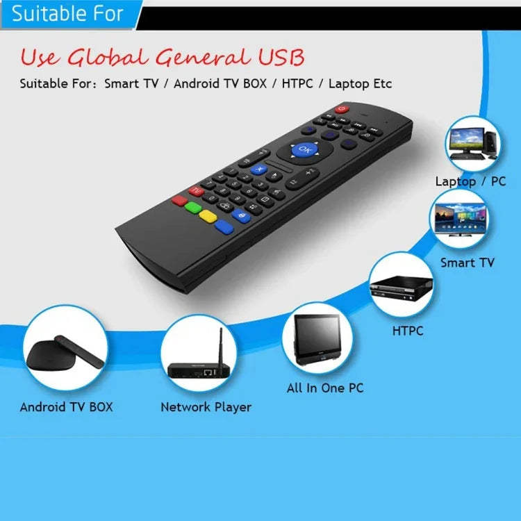 Bàn phím điều khiển từ xa không dây 2.4G MX3 Air Mouse với phím tắt trình duyệt cho Android TV Box / Mini PC, Air Mouse
