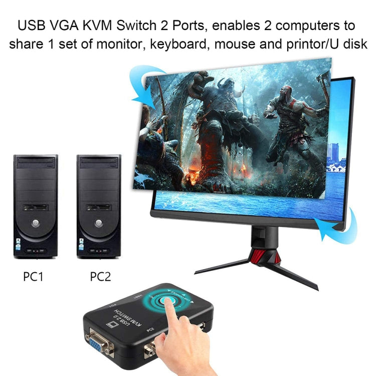 Hộp chuyển USB KVM 2 cổng KVM-21UA với nút điều khiển cho bàn phím chuột màn hình PC, 2 cổng (có USB)