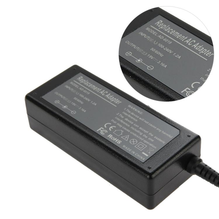 Bộ chuyển đổi AC AD-6019 60W 19V 3.16A cho laptop Samsung, đầu ra: 5.5mm x 3.0mm