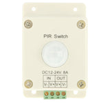 Bộ điều khiển cảm biến chuyển động hồng ngoại công tắc PIR DC 12V-24V 8A cho đèn LED