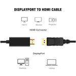 Cáp DisplayPort đực sang HDMI đực, dài 1.8m, DP sang HDMI đực màu đen