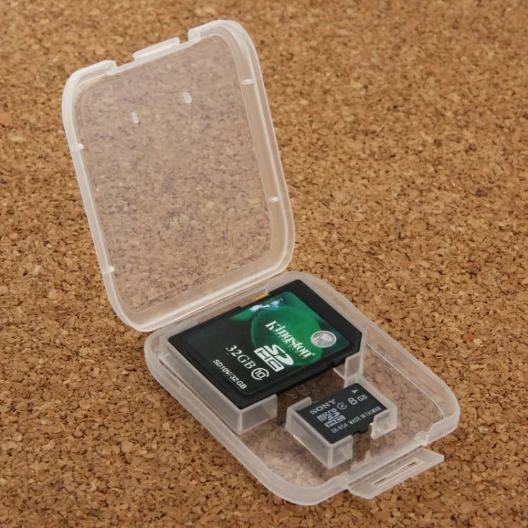100 Hộp Nhựa Trong Suốt Đựng Thẻ Lưu Trữ cho Thẻ SD + Thẻ Micro SD(TF Card), Thẻ SD+TF