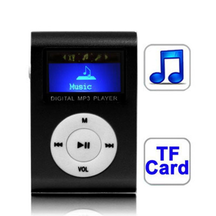 Máy nghe nhạc MP3 khe thẻ TF / Micro SD với màn hình LCD, kẹp kim loại, có màn hình LCD