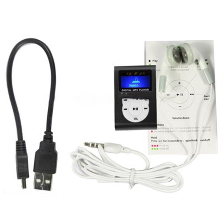 Máy nghe nhạc MP3 khe thẻ TF / Micro SD với màn hình LCD, kẹp kim loại, có màn hình LCD