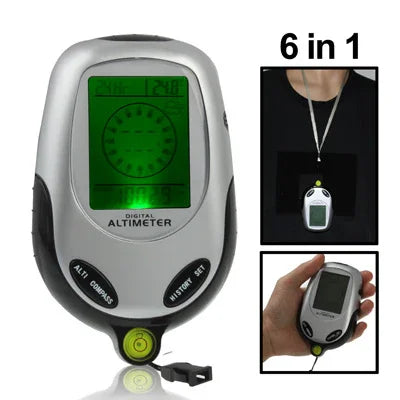 La bàn kỹ thuật số đa chức năng 6 trong 1 (Đo độ cao, Áp kế, La bàn, Nhiệt kế, Thời gian & Lịch), 6 trong 1
