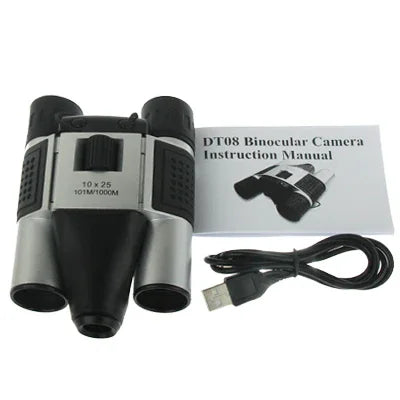 Kính thiên văn kỹ thuật số 10×25mm 5 trong 1 (Ống nhòm máy ảnh + Máy quay video + Máy ảnh kỹ thuật số + Webcam + Đầu đọc thẻ TF), trường nhìn: 101m/1000m, kích thước: 135 × 100 × 24mm, 10X25