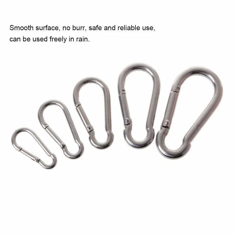 Móc khóa lò xo carabiner thép không gỉ M6 đa năng khóa móc leo núi cắm trại, đường kính trong: 5.8mm, M6