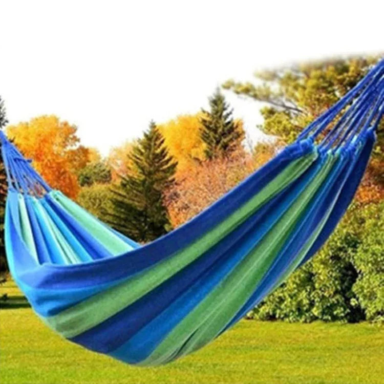 Võng vải canvas cắm trại ngoài trời đơn sọc, kích thước: 185cm x 80cm (đỏ), 260cm x 100cm (xanh dương)