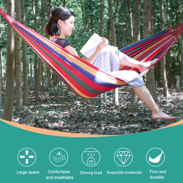 Võng vải canvas cắm trại ngoài trời đơn sọc, kích thước: 185cm x 80cm (đỏ), 260cm x 100cm (xanh dương)