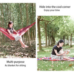 Võng vải canvas cắm trại ngoài trời đơn sọc, kích thước: 185cm x 80cm (đỏ), 260cm x 100cm (xanh dương)