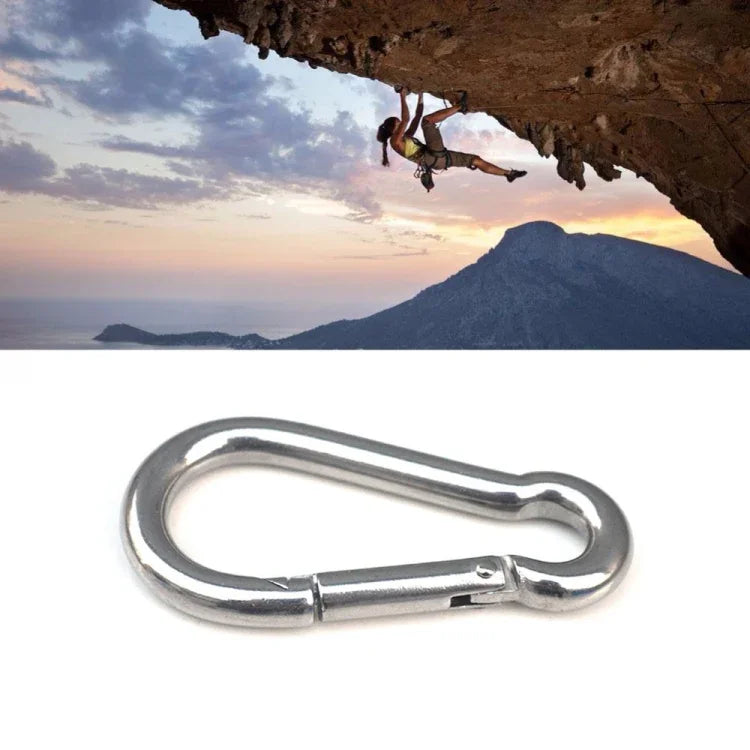 M5 Móc khóa lò xo bằng thép không gỉ, dụng cụ đa năng, khóa móc leo núi cắm trại, đường kính trong: 4.9mm, M5
