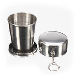 Cốc thép không gỉ có thể thu gọn ngoài trời, kích thước: 85 x 72 x 72 mm (loại lớn)
