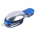 Bộ dao muỗng nĩa gấp gọn du lịch / cắm trại 6 trong 1 bằng thép không gỉ, gồm muỗng + nĩa + dao + bộ mở nắp chai