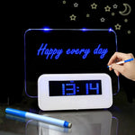 Đồng hồ báo thức kỹ thuật số LCD đa chức năng + HUB USB 4 cổng + Bảng tin nhắn với đèn nền LCD màu xanh dương hoặc xanh lá, Bảng tin nhắn USB