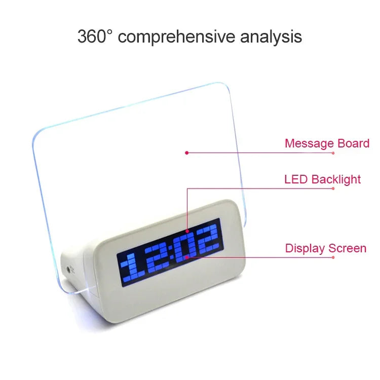 Đồng hồ báo thức kỹ thuật số LCD đa chức năng + HUB USB 4 cổng + Bảng tin nhắn với đèn nền LCD màu xanh dương hoặc xanh lá, Bảng tin nhắn USB