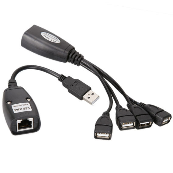 Cáp mở rộng mạng LAN USB 2.0 CAT5 / CAT5E / CAT6 RJ45 sang 4 cổng USB, bộ lặp, bộ chuyển đổi, 4 cổng USB
