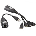 Cáp mở rộng mạng LAN USB 2.0 CAT5 / CAT5E / CAT6 RJ45 sang 4 cổng USB, bộ lặp, bộ chuyển đổi, 4 cổng USB