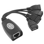 Cáp mở rộng mạng LAN USB 2.0 CAT5 / CAT5E / CAT6 RJ45 sang 4 cổng USB, bộ lặp, bộ chuyển đổi, 4 cổng USB