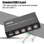 Bộ chia công tắc nhấn USB 2.0 tốc độ cao 4 cổng FENGJIE FJ-IA4B-C cho máy tính PC, máy quét, máy in, FENGJIE FJ-IA4B-C