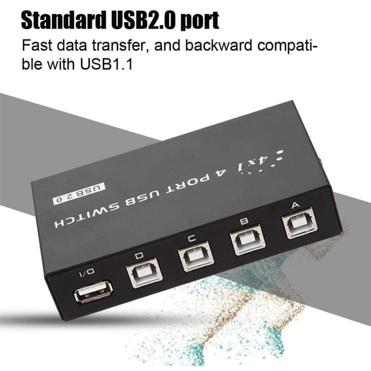 Bộ chia công tắc nhấn USB 2.0 tốc độ cao 4 cổng FENGJIE FJ-IA4B-C cho máy tính PC, máy quét, máy in, FENGJIE FJ-IA4B-C