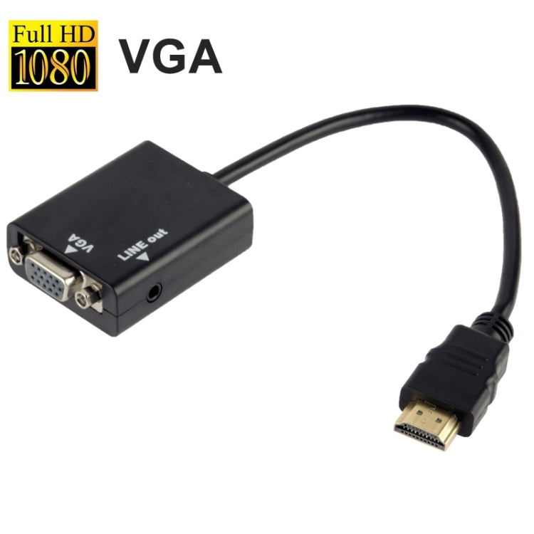 Cáp chuyển đổi video HDMI sang VGA dài 26cm kèm cáp âm thanh 3.5mm, hỗ trợ Full HD 1080P, chiều dài: 26cm