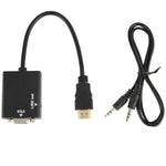 Cáp chuyển đổi video HDMI sang VGA dài 26cm kèm cáp âm thanh 3.5mm, hỗ trợ Full HD 1080P, chiều dài: 26cm
