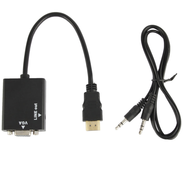 Cáp chuyển đổi video HDMI sang VGA dài 26cm kèm cáp âm thanh 3.5mm, hỗ trợ Full HD 1080P, chiều dài: 26cm