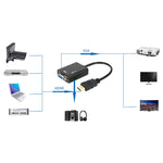 Cáp chuyển đổi video HDMI sang VGA dài 26cm kèm cáp âm thanh 3.5mm, hỗ trợ Full HD 1080P, chiều dài: 26cm