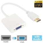 Cáp HDMI sang VGA + xuất âm thanh Full HD 1080P dài 24cm cho máy tính / DVD / đầu thu kỹ thuật số / laptop / điện thoại di động / máy nghe nhạc, chiều dài: 24cm (Màu trắng)
