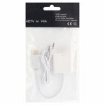 Cáp HDMI sang VGA + xuất âm thanh Full HD 1080P dài 24cm cho máy tính / DVD / đầu thu kỹ thuật số / laptop / điện thoại di động / máy nghe nhạc, chiều dài: 24cm (Màu trắng)