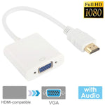 Cáp HDMI sang VGA + xuất âm thanh Full HD 1080P dài 24cm cho máy tính / DVD / đầu thu kỹ thuật số / laptop / điện thoại di động / máy nghe nhạc, chiều dài: 24cm (Màu trắng)