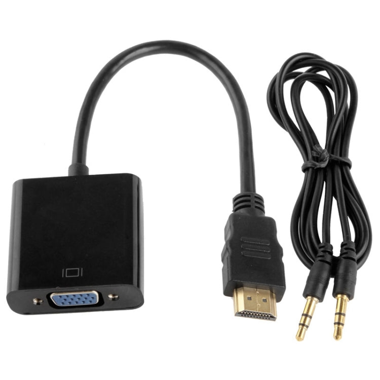 Cáp HDMI sang VGA + xuất âm thanh Full HD 1080P dài 24cm cho máy tính / DVD / đầu thu kỹ thuật số / laptop / điện thoại di động / máy nghe nhạc, chiều dài: 24cm (Màu trắng)