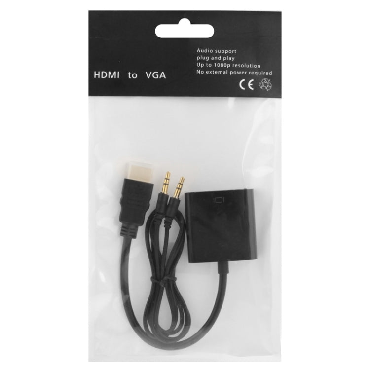 Cáp HDMI sang VGA + xuất âm thanh Full HD 1080P dài 24cm cho máy tính / DVD / đầu thu kỹ thuật số / laptop / điện thoại di động / máy nghe nhạc, chiều dài: 24cm (Màu trắng)