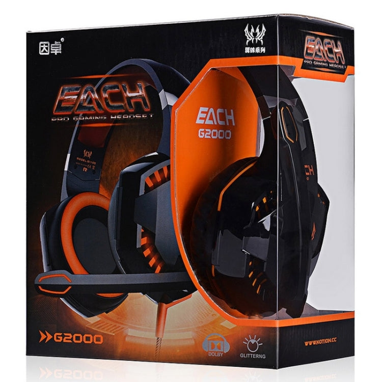 Tai nghe chơi game G2000 chụp tai stereo bass có mic & đèn LED cho máy tính, chiều dài cáp: 2.2m