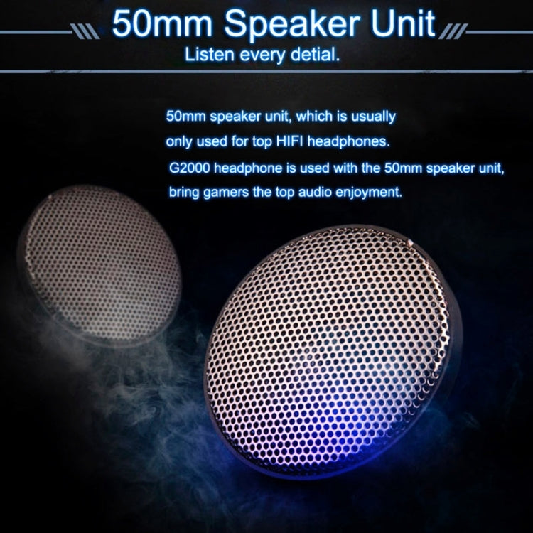 Tai nghe chơi game G2000 chụp tai stereo bass có mic & đèn LED cho máy tính, chiều dài cáp: 2.2m
