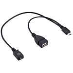 Cáp chia Y OTG USB 2.0 Micro-B đực sang USB 2.0 Micro-B cái & USB 2.0 cái, chiều dài: 19 / 30cm