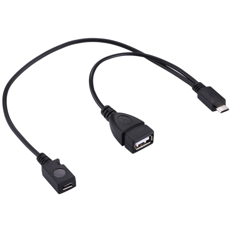 Cáp chia Y OTG USB 2.0 Micro-B đực sang USB 2.0 Micro-B cái & USB 2.0 cái, chiều dài: 19 / 30cm