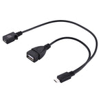 Cáp chia Y OTG USB 2.0 Micro-B đực sang USB 2.0 Micro-B cái & USB 2.0 cái, chiều dài: 19 / 30cm