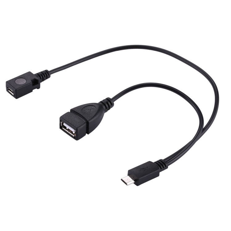 Cáp chia Y OTG USB 2.0 Micro-B đực sang USB 2.0 Micro-B cái & USB 2.0 cái, chiều dài: 19 / 30cm
