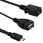 Cáp chia Y OTG USB 2.0 Micro-B đực sang USB 2.0 Micro-B cái & USB 2.0 cái, chiều dài: 19 / 30cm