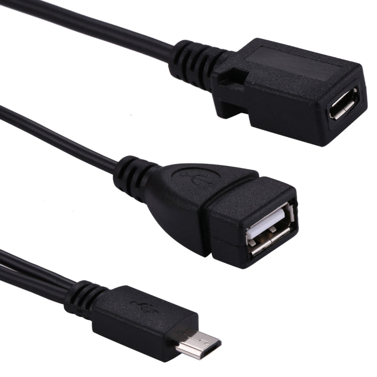 Cáp chia Y OTG USB 2.0 Micro-B đực sang USB 2.0 Micro-B cái & USB 2.0 cái, chiều dài: 19 / 30cm